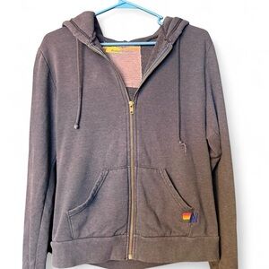 Aviator Nation Bolt Zip-Up Hoodie Navy/Charcoal Small